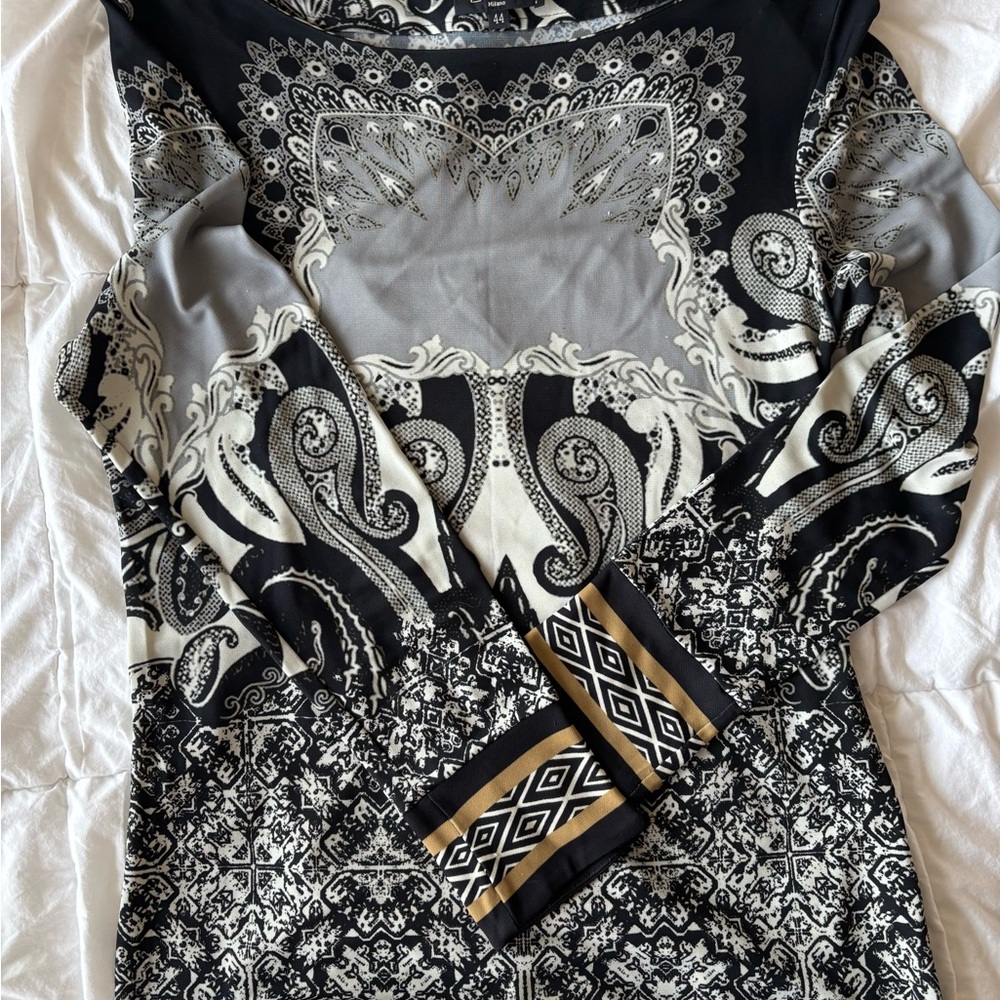Etro Black and Cream Paisley Blouse